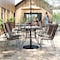 Flash Furniture Brazos 5 Piece Patio Set w/Tempered Glass Patio Table w/4 Chairs w/Brown Material Seats and Backs FV-120B-303CB-GG - alternate 7